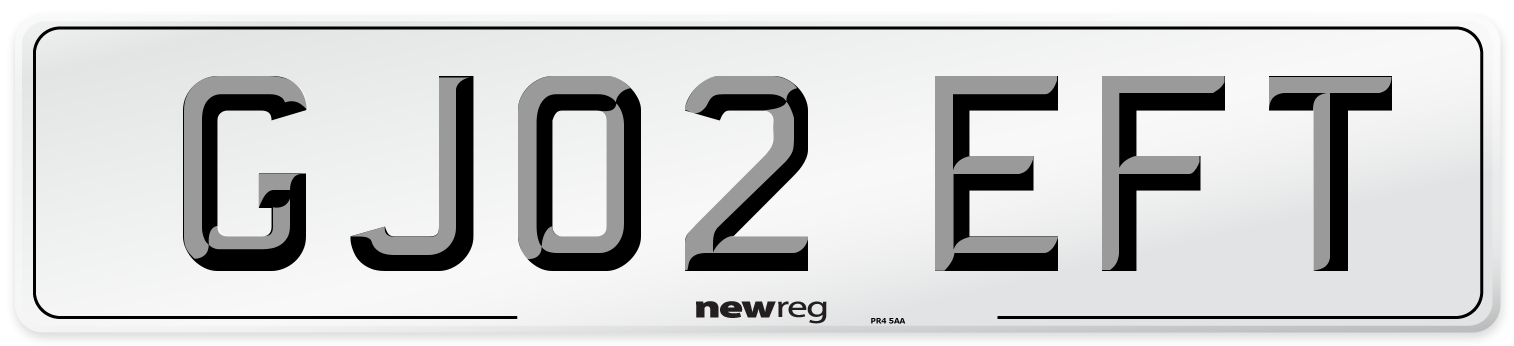 GJ02 EFT Number Plate from New Reg
